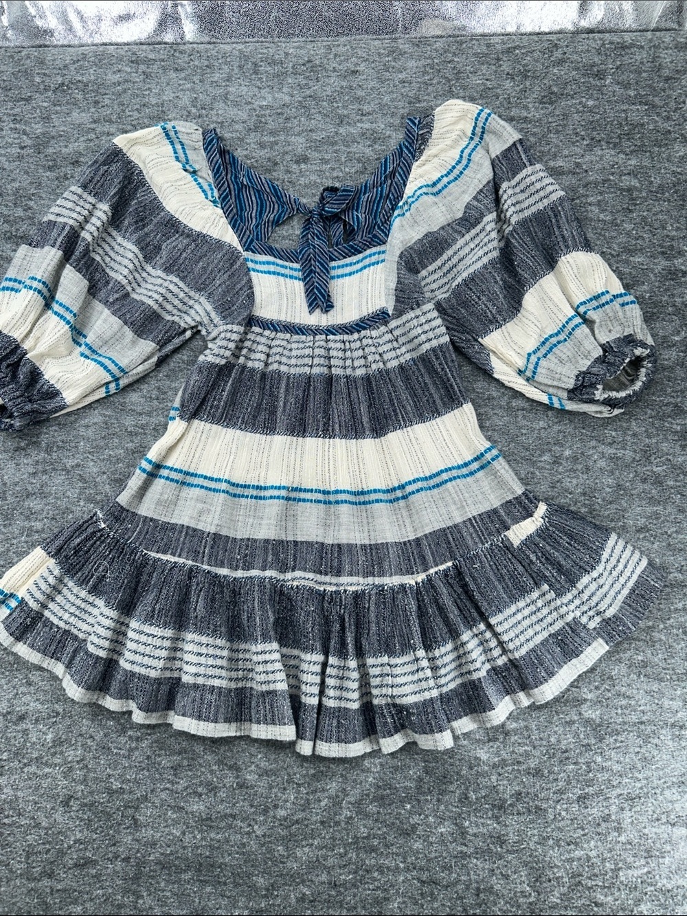 Free People Women’s Cozy Striped Mini Dress in an ivory and blue combo Size XS - Picture 3 of 14